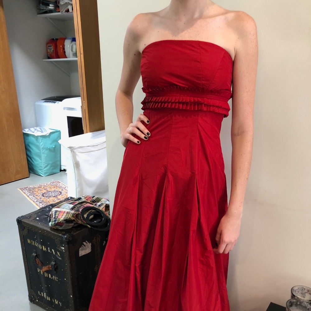 VINTAGE Women's Red Silk Evening Gown